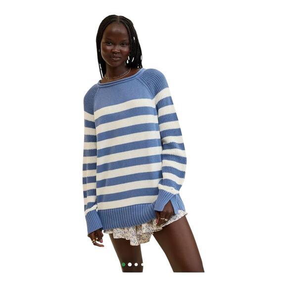 Aerie Bistro Womens size XL Oversized Striped Cable Knit Sweater Casual Grandpa - Picture 3 of 8